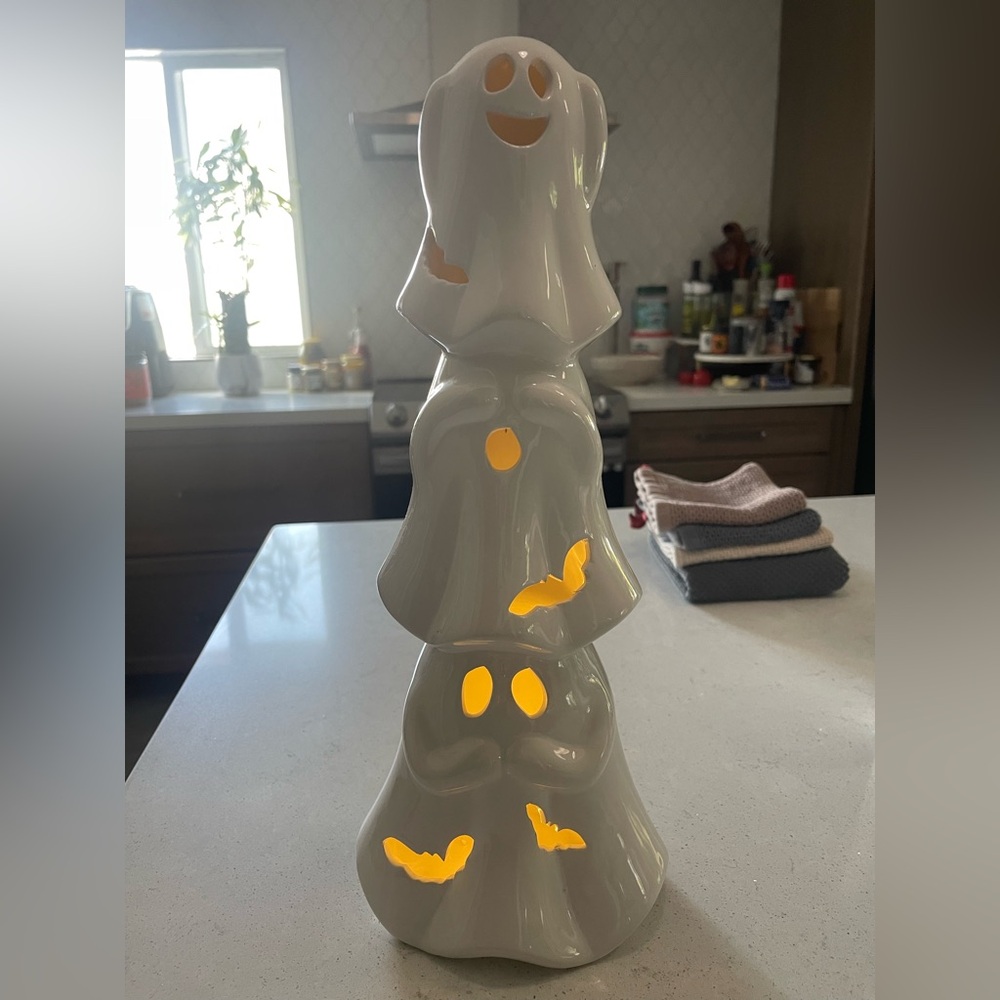 White Ceramic Ghost Light-Up Decor. Brand new